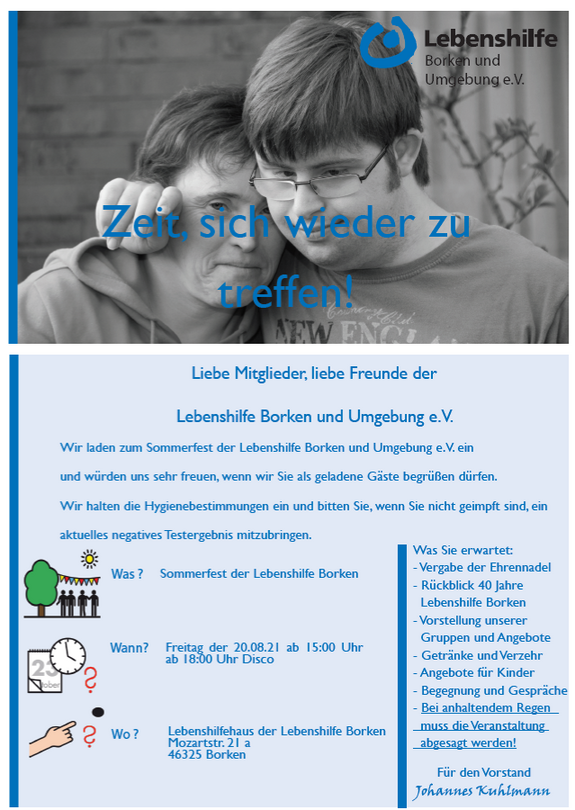 Einladung Sommerfest 2021